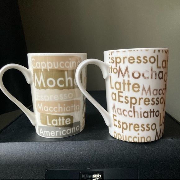 Set of Two Tall Ceramic Coffee Names Mugs - Picture 1 of 5